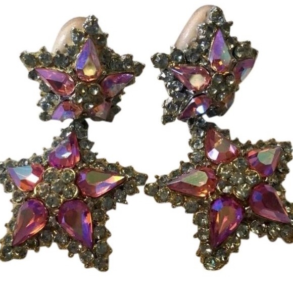 Vintage Thelma Deutch Rhinestone Flower Earrings